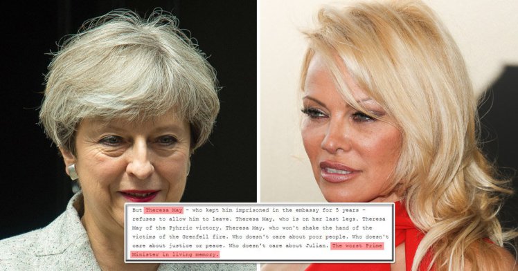Pamela Anderson “sulmon” Theresa May: Kryeministrja më e keqe në botë