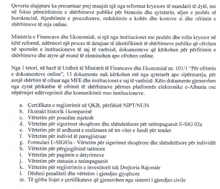 Ministri Ahmetaj letër biznesit: Shërbimet e reja që do ofrohen on line
