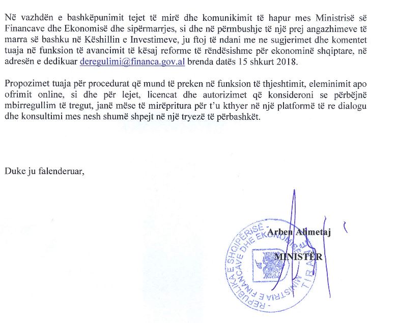 Ministri Ahmetaj letër biznesit: Shërbimet e reja që do ofrohen on line