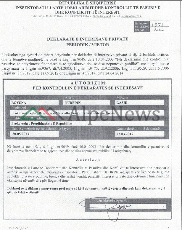 SKANDALI/ Prokurorja Rovena Gashi fshehu 16 prona, në emër të të atit, 14 apartamente në plazh dhe 2 godina biznesi