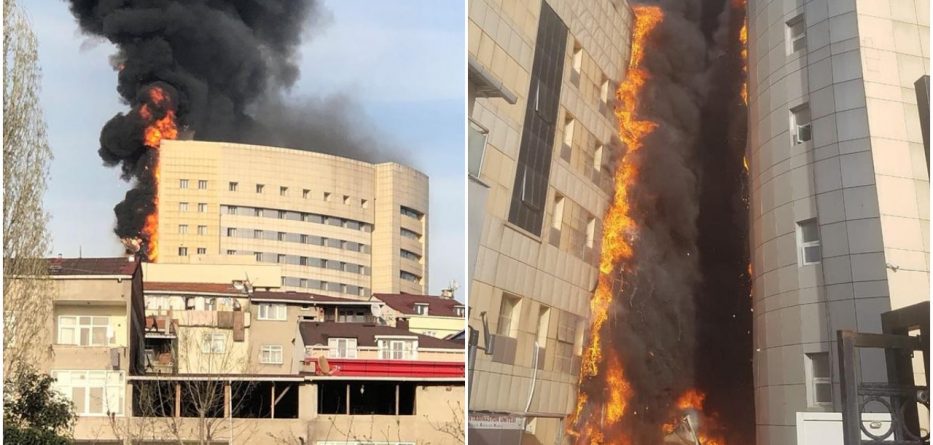 FOTOT/ Zjarr i fuqishëm në një spital shumëkatësh në Stamboll