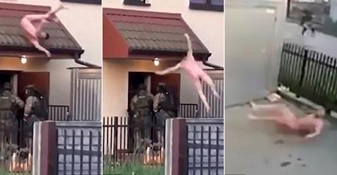 VIDEO/ Tenton t’i shpëtojë policisë, lakuriq hidhet nga dritarja