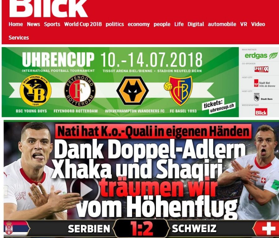 Blick i lavdëron: Falë shqiponjave Xhaka e Shaqiri do të fluturojmë lart