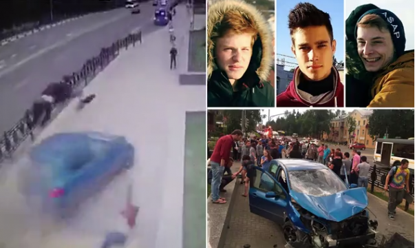 VIDEO/ Makina përplas tre të rinj dhe i hedh disa metra në ajër