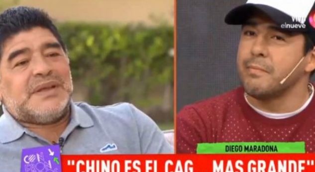 “Çmendet” Maradona, e fyen live në emision nipin e vet