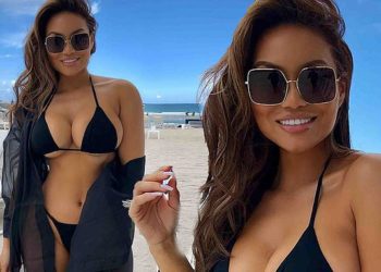 Daphne Joy ‘tërbon’ pushuesit me format mahnitëse (GALERI)