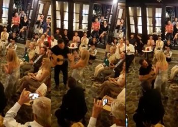 VIDEO/ “Moj e bukura more”, Niko Peleshi “rrëmben” kitarën dhe ulet në gjunjë para Inva Mulës