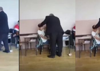 VIDEO/ Godiste me shpulla nxënësin në orë të mësimit, merren masa ndaj mësuesit