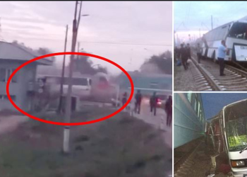 VIDEO/ Momenti i tmerrshëm kur treni përplas autobusin me pasagjerë, 1 vdekur e dhjetra të plagosur