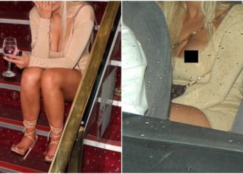 FOTO / Prezantuesja e njohur kapet “mat” e dehur dhe me gjoksin jashtë