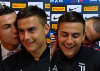 VIDEO/ “Puthje” të ngrohta nga Ronaldo dhe Bonucci për Dybala gjatë intervistës “live”
