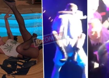 VIDEO+FOTO/ Momenti i frikshëm kur Lady Gaga hidhet në krahët e fansit dhe bie nga skena