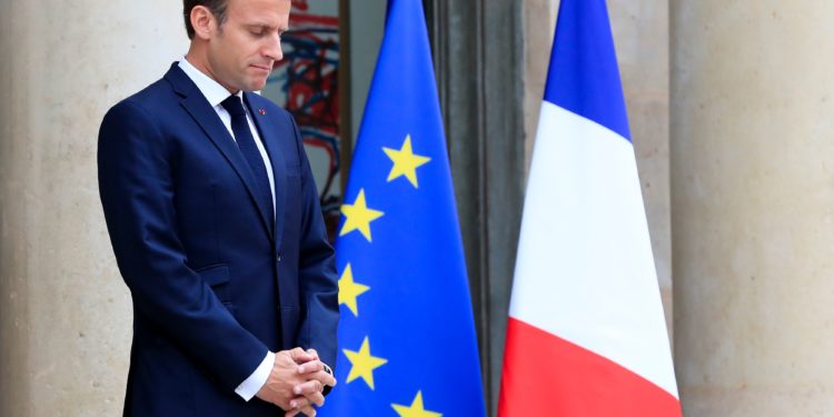 French President Emmanuel Macron waits for a guest after a meeting with NATO's Secretary-General at the Elysee palace, in Paris, on May 15, 2018. (Photo by GONZALO FUENTES / POOL / AFP)        (Photo credit should read GONZALO FUENTES/AFP/Getty Images)