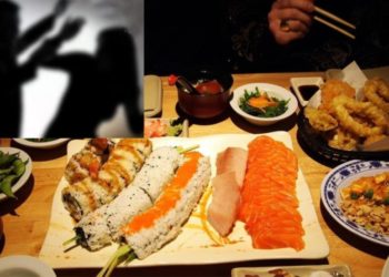 Italia/Shqiptari e rreh gruan në mes të restorantit japonez, në pranga
