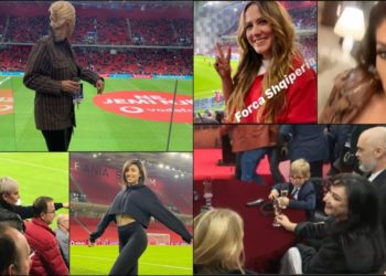 FOTO/ Të veshur kuqezi, këta janë VIP-at që ishin mbrëmë në stadium