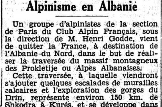 Lajmi i dikurshëm/Kur alpinistët francezë bënin ekspedita në Alpet shqiptare