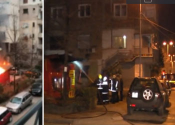 VIDEO kur përfshihet nga flakët dyqani i bombulave të gazit në kryeqytet, banorët në panik