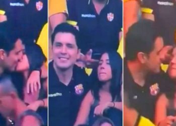 VIDEO/ Kamerat në një ndeshje futbolli zbulojnë një burrë që tradhton gruan në stadium, pamjet bëhen virale
