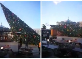 VIDEO/ Dalin pamjet, ja momenti kur rrëzohet pema e Vitit të Ri në sheshin “Skënderbej”