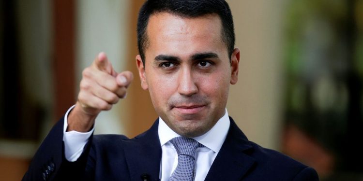 FILE PHOTO: 5-Star new leader Luigi Di Maio gestures during an interview with journalists in Rimini, Italy September 24, 2017. REUTERS/Max Rossi/File Photo