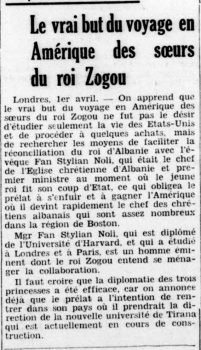 Retro/Gazeta franceze zbuloi qëllimin e vërtetë të udhëtimit të motrave të Zogut në SHBA: Të sillnin Fan Nolin?!