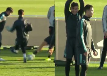 Ronaldo “turpërohet” në stërvitje, Dybala nuk e mban të qeshurën (VIDEO)