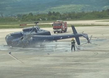 Rrëzohet në aeroportin e Shkupit helikopteri i Ministrisë së Punëve të Brendshme, 5 persona ndodheshin në bord