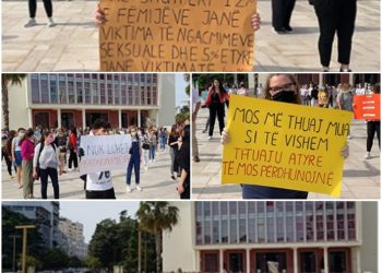 “Mbroni vajzat, jo pedofilët”/ Nis protesta kundër përdhunimit në Tiranë, e pranishme dhe Rudina Hajdari (FOTO)