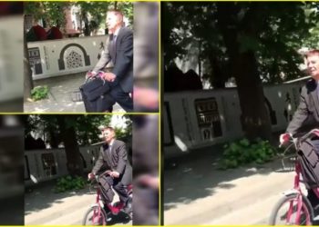 Tërhoqi vëmendjen me balluket, deputeti i PD shfaqet në rrugë me biçikletë rozë