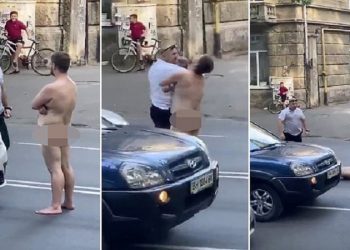 FOTO/ Doli nudo para makinave dhe bllokoi qarkullimin, shoferi “tërbohet” dhe e godet me grusht burrin
