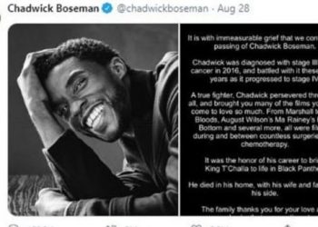 Twitter/Njoftimi i vdekjes së Chadwick Boseman thyen rekord