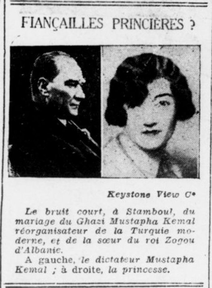 1934/Gazeta franceze A do të martohet Mustafa Qemal Ataturku me motrën e mbretit Zog?
