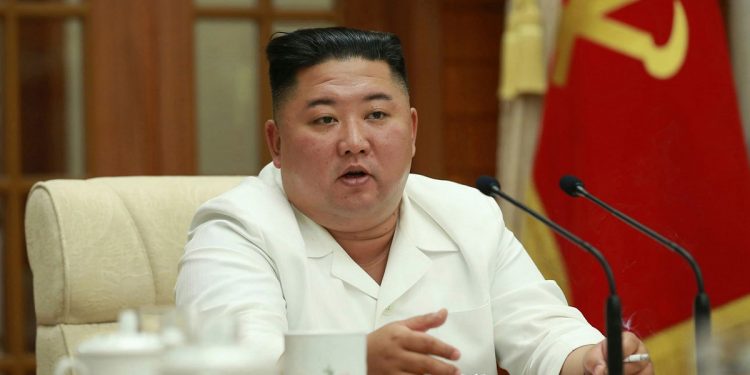 In this photo provided by the North Korean government, North Korean leader Kim Jong Un attends an enlarged meeting of the Politburo of the ruling Workers’ Party in Pyongyang, North Korea, Tuesday, Aug. 25, 2020. Independent journalists were not given access to cover the event depicted in this image distributed by the North Korean government. The content of this image is as provided and cannot be independently verified. Korean language watermark on image as provided by source reads: "KCNA" which is the abbreviation for Korean Central News Agency. (Korean Central News Agency/Korea News Service via AP)