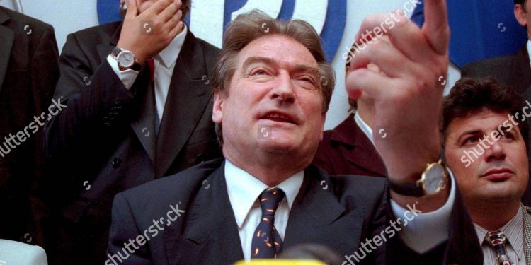 Mandatory Credit: Photo by Armando Babani/EPA/Shutterstock (8345627a)
Tirana Albania - Albanias Former President Sali Bersiha (c) Gestures During a Press Conference at His Headquarter in Tirana 18 September 1998 While the Son of Azem Hajdari (l) who was Shot Dead Last Week Looks on Albanias Parliament Voted in Favour Today to Stripp Bersiha Off His Parliamentary Immunity Berisha is Accused by the Albanian Authorities of Stirring Up Unrest in the Capital Which Has Left Eight People Dead and 80 Injured in the Past Five Days Epa-photo/epa/armando Babani/nie/hh/ow Albania Tirana
Albania-unrest/berisha-gestures - Sep 1998