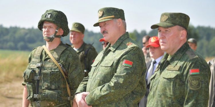 Belarusian President Alexander Lukashenko visits a military firing range near Grodno, Belarus August 22, 2020. Andrei Stasevich/BelTA/Handout via REUTERS