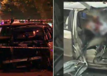 FOTOLAJM/ Ekspertiza ‘zbërthen’ makinën e Preng Gjinit, dhjetëra forca policie në vendngjarje