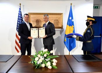 Thaçi përshëndet nënshkrimin me delegacionin amerikan të deklaratës, mes Kosovës dhe Serbisë