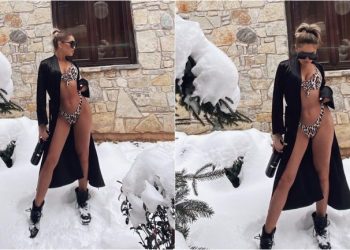 FOTO/ Këngëtarja shqiptare sfidon me bikini në mes të borës