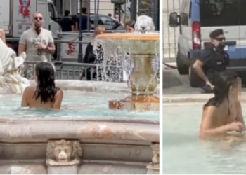 VIDEO/ I nxehti afrikan në Romë sjell skena “biblike”! Vajza e zhveshur bën banjo në shatërvanin para Parlamentit