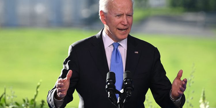 US President Joe Biden holds a press conference after the US-Russia summit in Geneva on June 16, 2021. (Photo by Brendan SMIALOWSKI / AFP) (Photo by BRENDAN SMIALOWSKI/AFP via Getty Images)