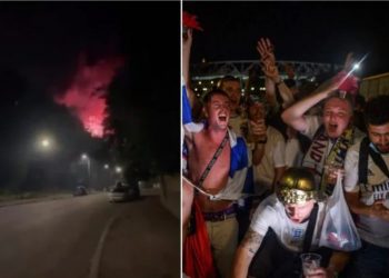 VIDEO/ Britma dhe fishekzjarrë për t’i prishur gjumin lojtarëve të Italisë, “strategjia” e tifozëve të Anglisë