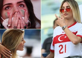 FOTO/ Jashtë fushës së futbollit, tifozet seksi në garë me njëra-tjetrën në “Euro 2020”, kryeson modelja ruse