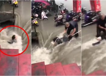 VIDEO/ Pamje tmerruese! Gruaja ‘përpihet’ nga rrjedha e fortë e ujit, i shpëton përmbytjes