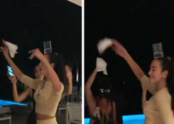 VIDEO: “Lujma lujma belin e….”/ Dua Lipa ‘e djeg’, kërcen me gotë rakie mbi kokë