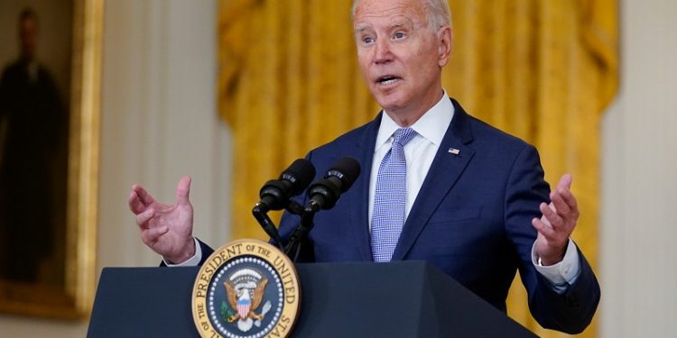 President Joe Biden speaks about prescription drug prices and his "Build Back Better" agenda from the East Room of the White House, Thursday, Aug. 12, 2021, in Washington. (AP Photo/Evan Vucci)