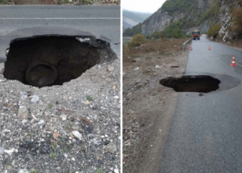 Dibër/ Hapet një gropë 10 metra e thellë në mes të rrugës, probleme me qarkullimin e mjeteve!