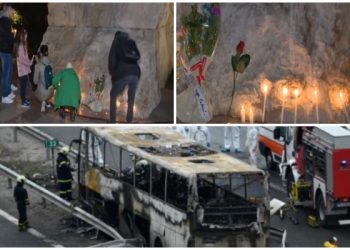 Lule e qirinj/ Qytetarët, homazhe në sheshin “Skënderbej” për 46 viktimat e aksidentit tragjik në Bullgari