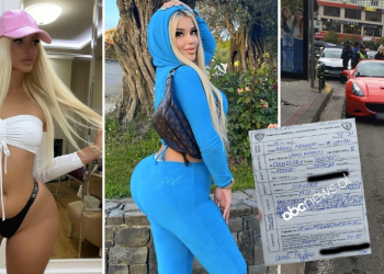 FOTO/ Biondja me Ferrari bën “namin” në Tiranë, policia e kap dhe e gjobit. Makina në emër të shkodranit