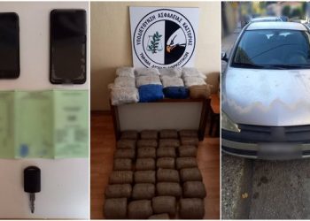 Bllokohen në kufi/ Policia greke arreston dy të rinj shqiptarë me çantat plot me kanabis