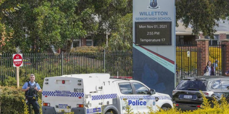 Police at Willeton Senior High School.